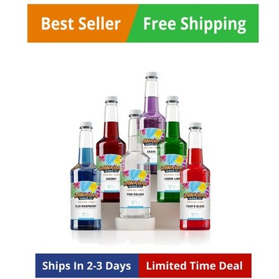 6 Syrup Assortment, Cherry, Grape, Blue Raspberry, Tiger's Blood, Lemon-Lime,...