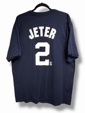 Vintage Y2K Majestic Derek Jeter 2 New York Yankees MLB T-Shirt XL USA Era Navy