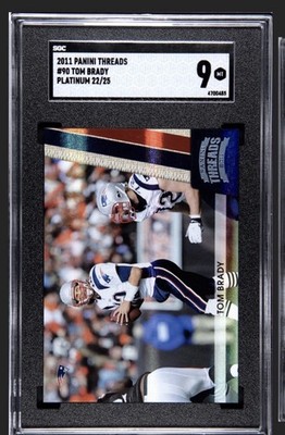 TOM BRADY SGC 9 2011 PANINI THREADS #90 PLATINUM 22/25 PATRIOTS RARE 🔥