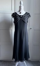 New Jacques Vert dress 16 Chiffon Black Tailored Fit & Flare Formal RRP £159