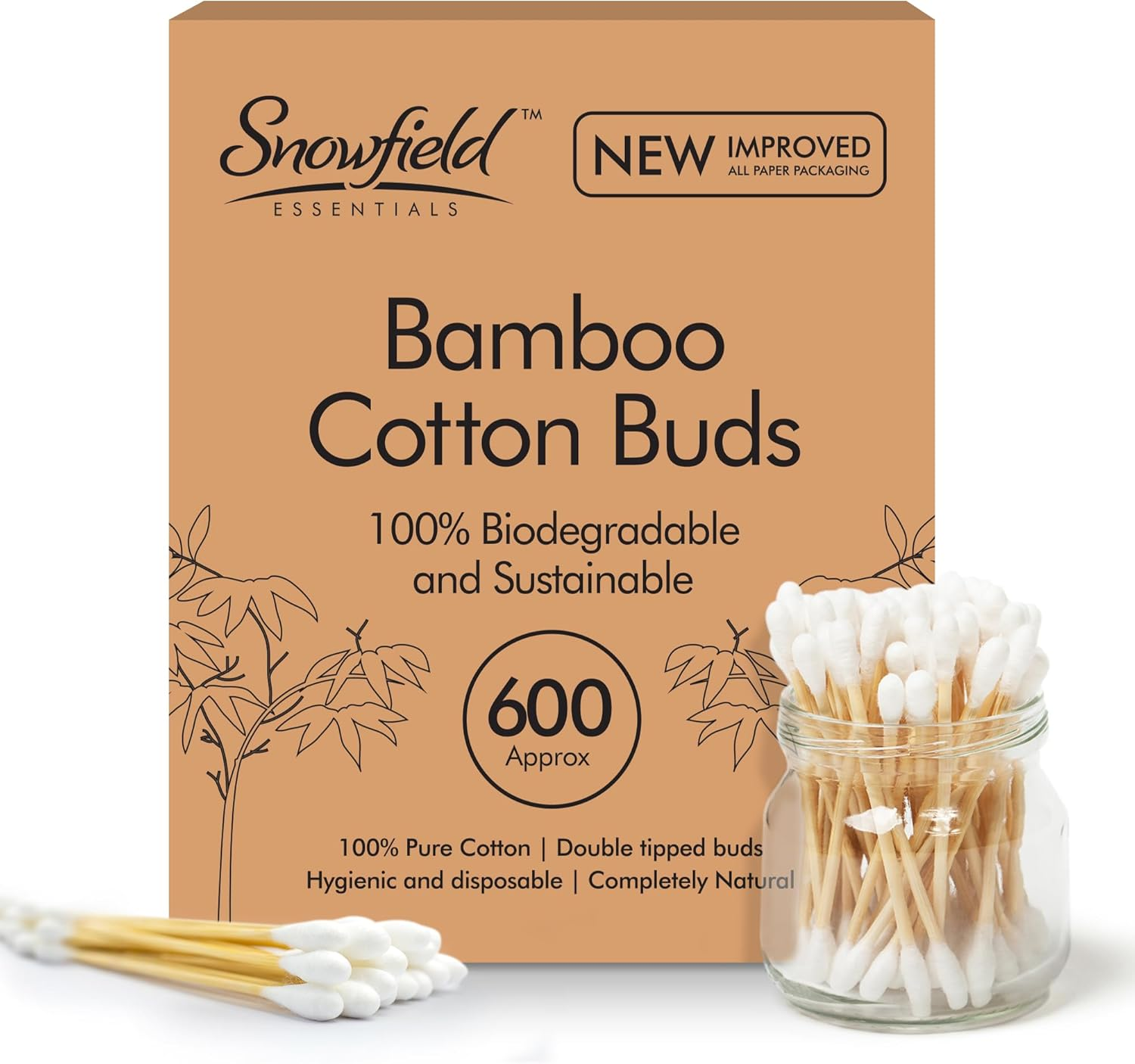600Pcs Bamboo Cotton Buds for Ear Cleaning - Multipurpose Wool Bud for Makeup Ap