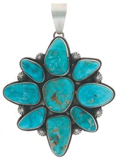 Natural Fox Turquoise Cluster Pendant By Navajo Artist Kathleen Livingston