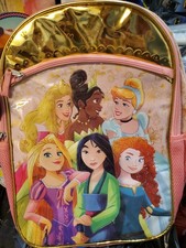 NWT Disney Princess 17" Girls Backpack Mulan Aurora Cinderella Merida Tiana