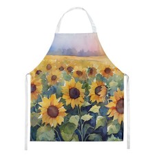 Sunflowers in Watercolor Apron Cooking Kitchen Server Baking Crafts Gardening