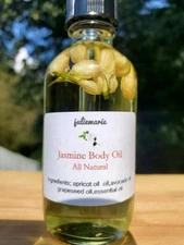 Organic Jasmine Body Oil for face, hair and body, 2 oz glass bottle