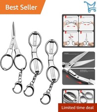 Folding Stainless Steel Mini Scissors 3 Pack Keychain Travel Office Fishing