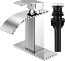 Chrome Bathroom Faucets, Waterfall Bathroom Sink Faucet Modern Single Handle Bat