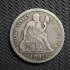 1891  *P *  SEATED LIBERTY SILVER DIME   **  **  FREE SHIPPING! C2616