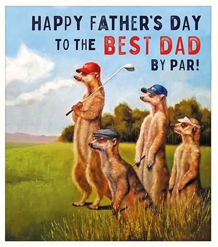 Golf Fathers Day Card Meerkats Best Dad by Par - Fun Sporting Greeting Card