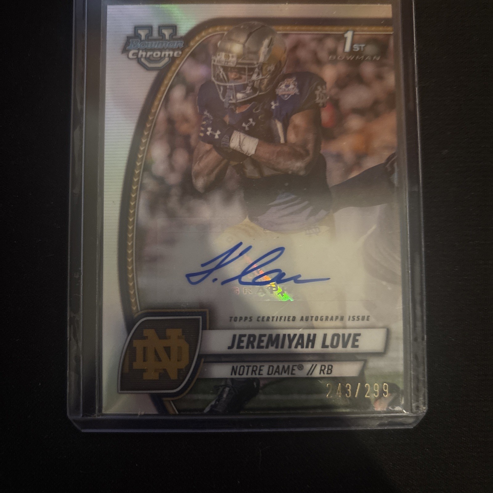 2024 Bowman University Chrome Jeremiyah Love 1st Refractor Auto /299 , RC, 🍀 🔥