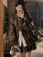 Woman Fashion Leather Pu Jacket winter Fall