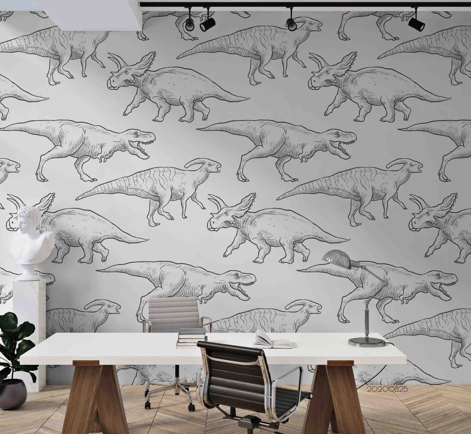 3D Hand-drawn Dinosaur Pattern Wall Murals Wallpaper Murals Wall Sticker