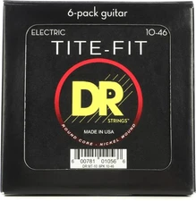 DR Strings Tite-Fit Electric Guitar Strings - .010-.046, (6-pack