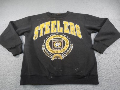 Vintage Pittsburgh Steelers Sweatshirt Mens Black Nutmeg Crest NFL Football 90s