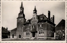 RPPC Vireux Wallerand Church and Town Hall vintage postcard r71