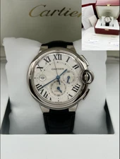Cartier Ballon Bleu 3195 W6920005 42mm Chronograph 18K White Gold Box Paper