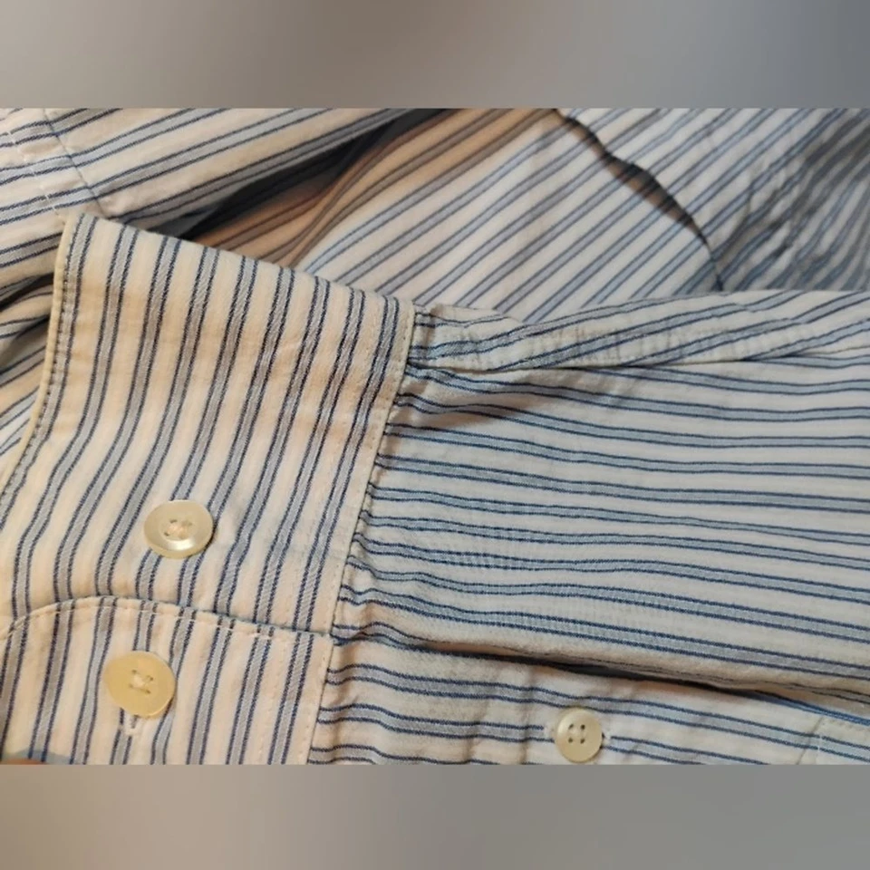 Camisa de vestir para hombre Old azul marino blanco a rayas talla L Foto 3 de 4