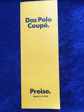 VW Polo coupe price list 09.1982