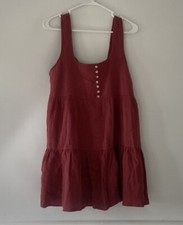 NWT Urban Outfitters Gauze Mini Flock Dress Burgundy Sz Medium