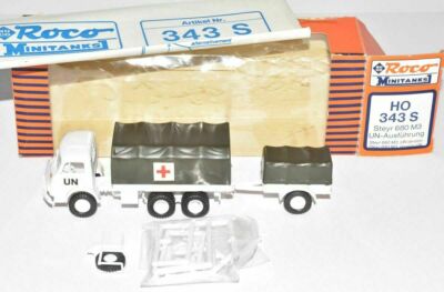 Roco minitanks 343 S Steyr 680 M3 mit Anhänger UN / SAN weiß mit OVP 1:87