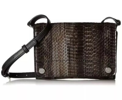 Calvin Klein Patent Python Studded Flap Over Small Crossbody