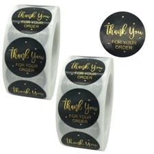 1000Pcs 1.5"/1" Thank You Stickers Self-Adhesive Label for Small Business Letter