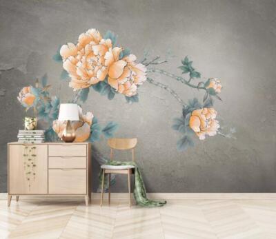 3D Peony Branch 47998NA Wallpaper Wall Murals Removable Wallpaper Fay