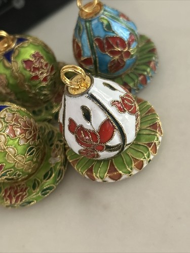 Bombay Hors D'oeuvre Identifiers Card Holders stands Enamel Cloisonne 2 sets - Picture 8 of 13