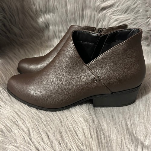 Aerosoles Ankle Boots Womens Size 10 Wide Width Brown Booties Side Zip Shoes