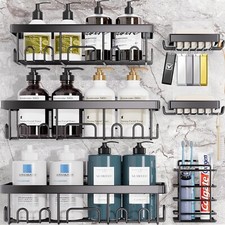 Adhesive Shower Caddy 6-Pack, Large Capacity Bathroom Organizers and Storage