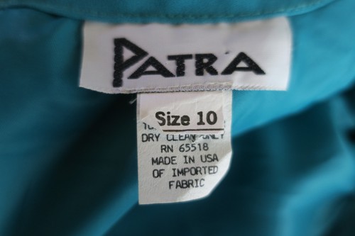 Vtg 80s PATRA Teal Sequin Chiffon Organza Cape Design Knee Length Dress Sz 10 - Picture 12 of 12