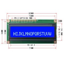 16x2 1602 LCD Display Screen Module DC 5V Blue Backlight White Character
