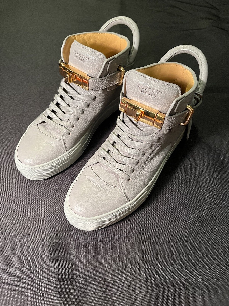 BUSCEMI GOLD LOCKS LADIES SNEAKERS BEAUTIFUL LEATHER GRAY SHOES 39