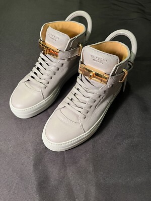 BUSCEMI GOLD LOCKS LADIES SNEAKERS BEAUTIFUL LEATHER GRAY SHOES 39  AUTHENTIC