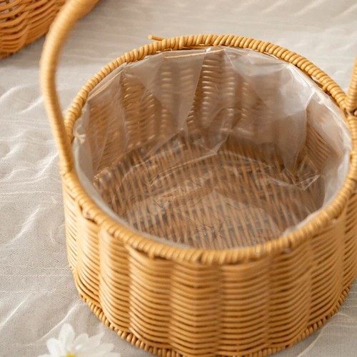 Hand-Woven Bride Flower Basket Picnic Weaving Basket Gift Decoration - Picture 11 of 17