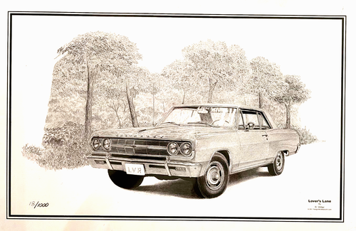 Impresión artística Chevrolet Lover's Lane de R. Wittler 2001 #18/1000 17"x11" edición limitada - Imagen 2 de 5