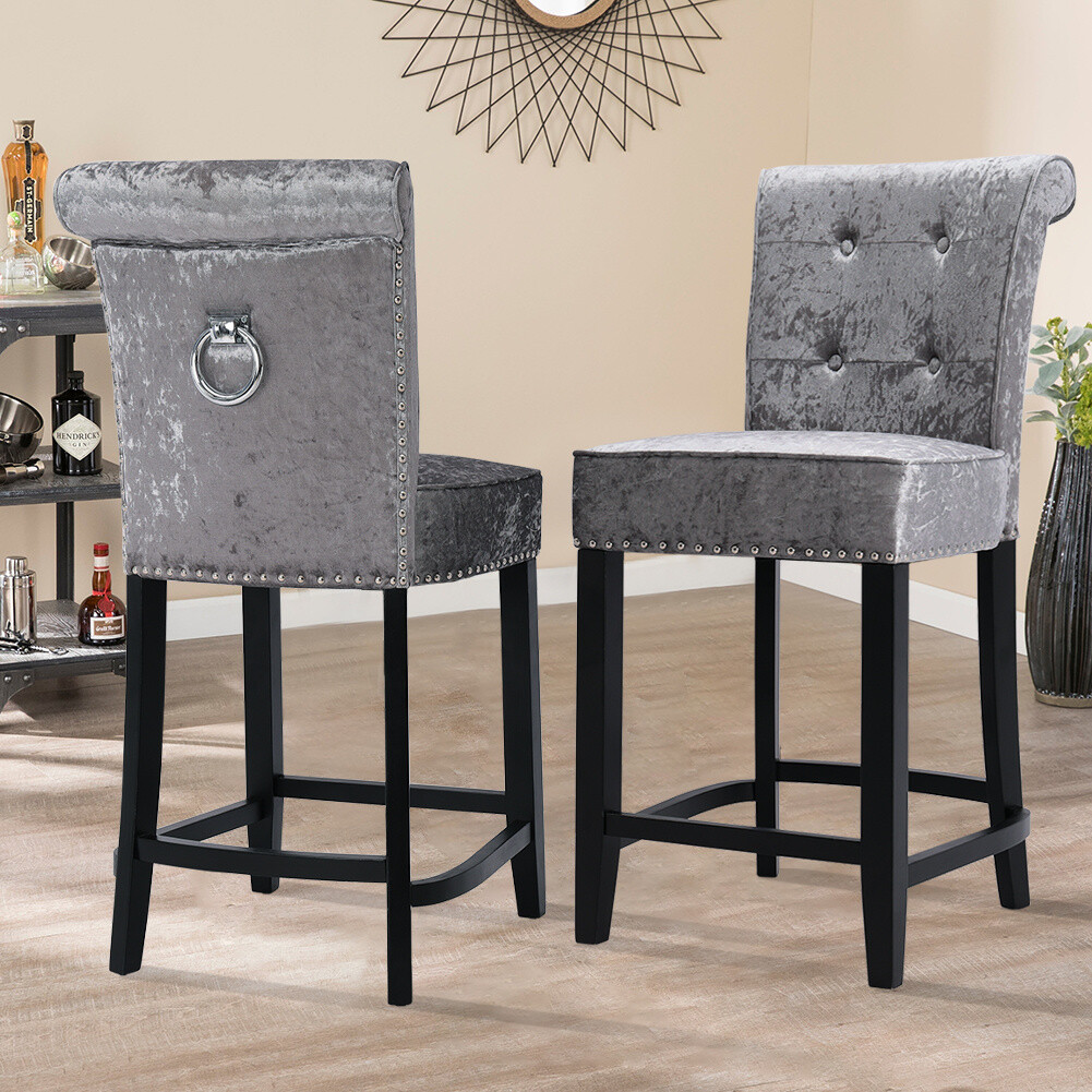 Crushed Velvet Bar Stool Back Knocker Studded Kitchen Breakfast Bar