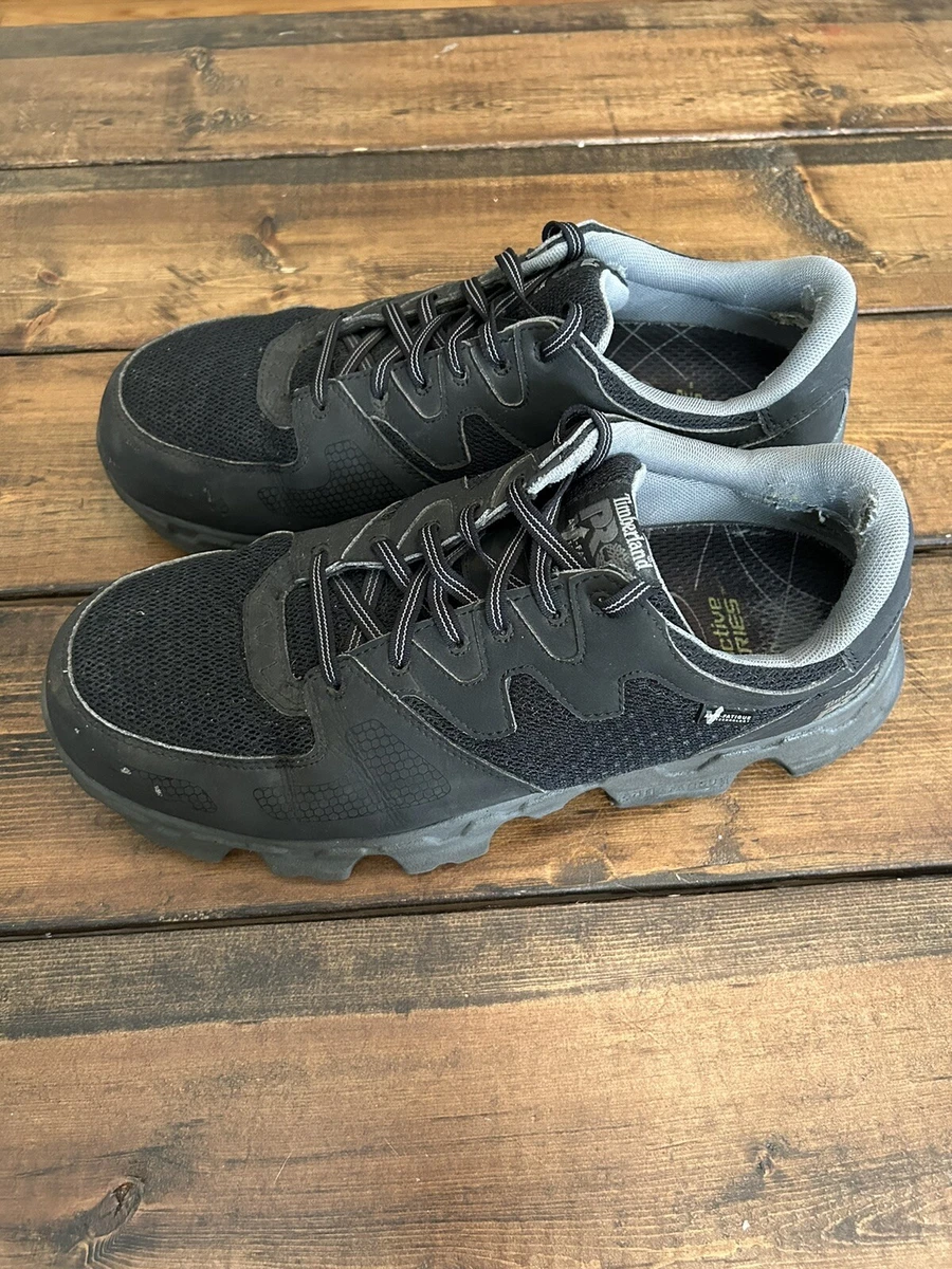 Timberland PRO Men s Powertrain Alloy Toe ESD Work Shoes 92649 Black Grey 10M