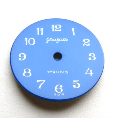 12) GUB Original Glashütte Zifferblatt  Kaliber Kal.09-20 blau rund II.Wahl