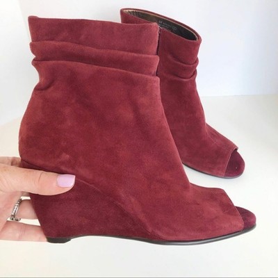burgundy wedge booties