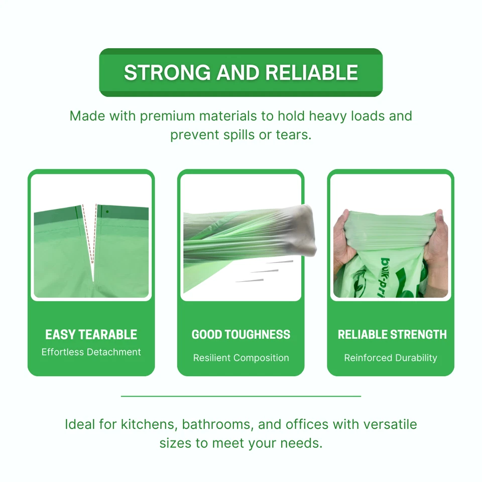 FPN Trash Bags 3 Gallon 100 CT 0.67 Mil Compostable Garbage Bag with Handle Tie - Image 4 of 4