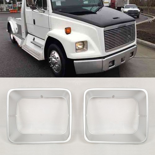 Headlight Bezel Plastic Gray Pair Fit Freightliner FL50, FL60, FL70