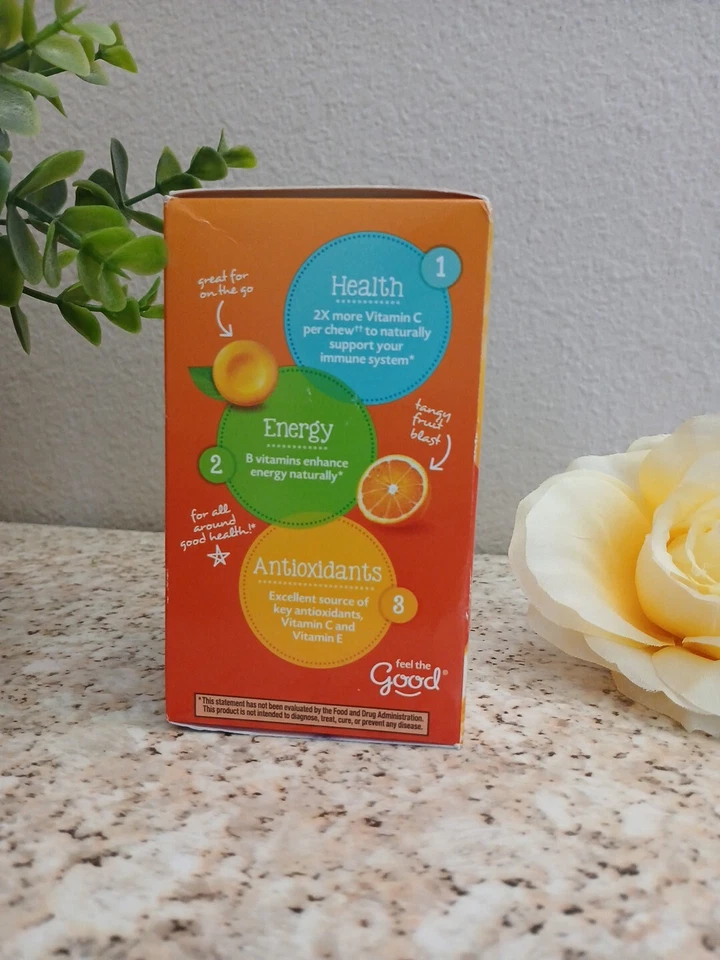 Supl dietético de vitamina C Emergen-C .1.000mg, 40 mastigáveis laranja explosão validade:10/2025 - Imagem 2 de 4