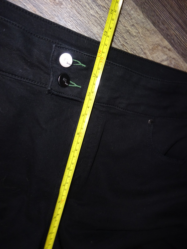 1822 denim cotton polyester spandex ~ women size 16 black , wide leg 28inseam - Picture 9 of 10