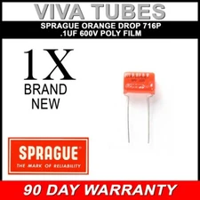 New Sprague716P Orange Drop .1uF 600V 5% Poly Film Capacitor .1 uF 600 VDC