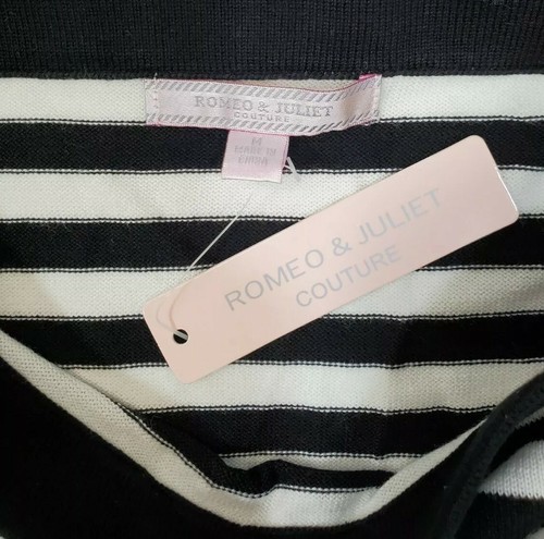 Romeo and Juliet Womens Knit Skirt Size M Striped Black and White Perforated Hem - Picture 5 of 6