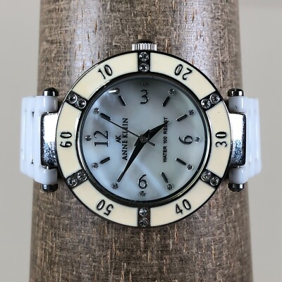 Anne Klein ladies blue mother of pearl dial ceramic dress watch NEW BATTERY Anne Klein Women main image 3