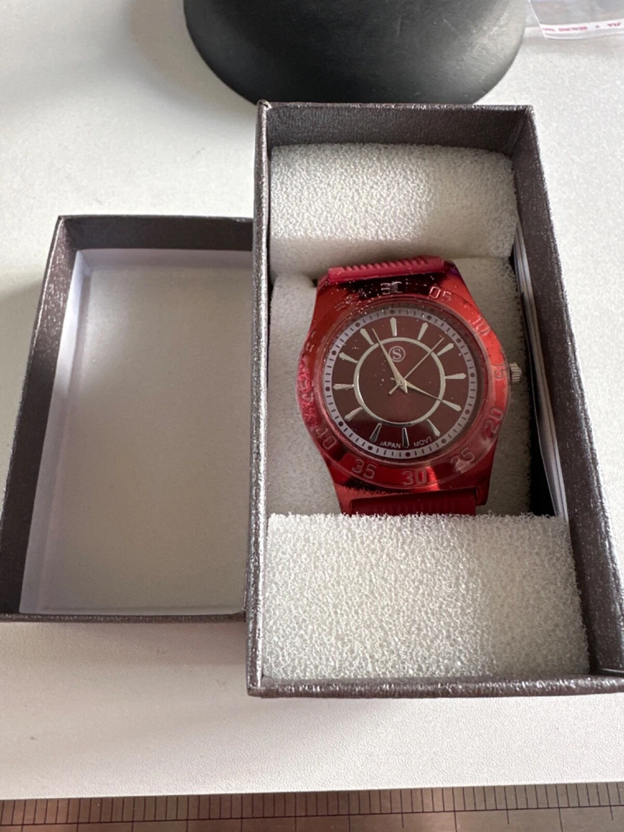 strada red mens wrist watch with red rubber strap