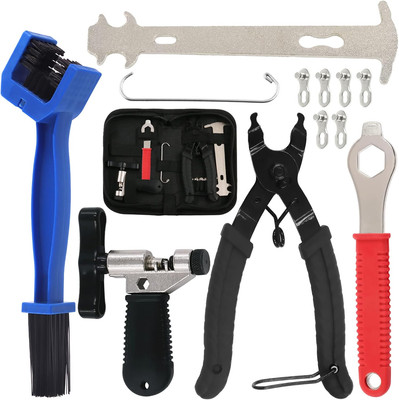12Pcs Bike Chain Repair Tool Kit with Storage Box, Include Link Plier/Wear Indic