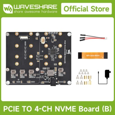 Waveshare PCIe To 4-Ch M.2 Adapter Board for Raspberry Pi 5 for 4-ch NVMe Solid